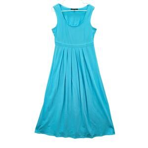Chadwicks Blue Sleeveless Pleat‎ Flare Midi Long Boho Cotton Dress Large